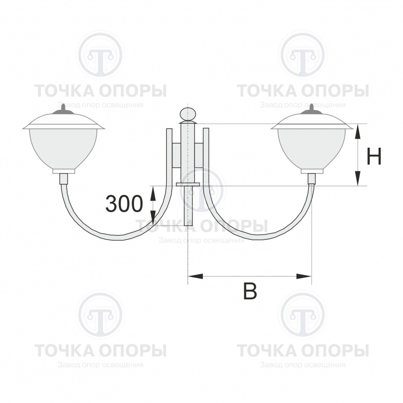 К51-1,0-0,7-0-5 торшерный двухрожковый кронштейн